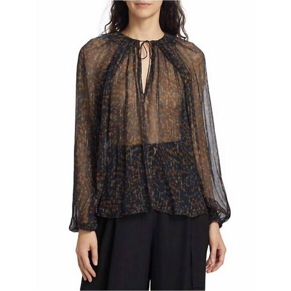 Ulla Johnson NWT Pauline Chiffon Blouse in Peridot Pomegranate $420 Women‎ Sz 6 - Picture 1 of 15